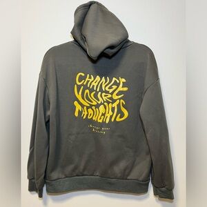 Gray Hoodie with Yellow Print